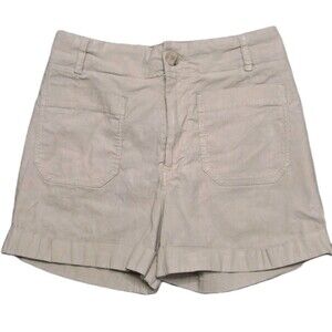 Anthropologie Megan Shorts Sz 30 Beige Linen Blend Patch Pocket Cuff High Waist